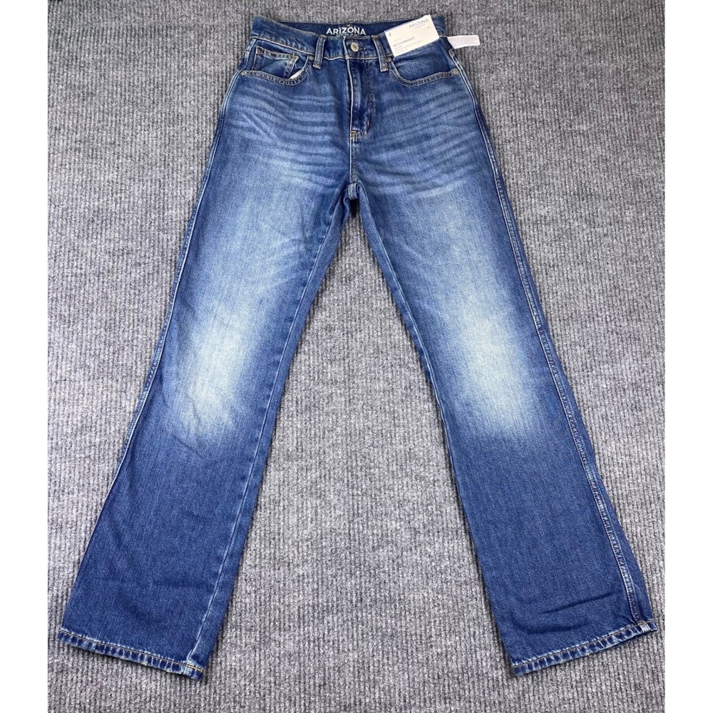 Arizona Jean Co 90s Straight Leg Jeans Womens 2 Blue High Rise Stretch Retro NEW